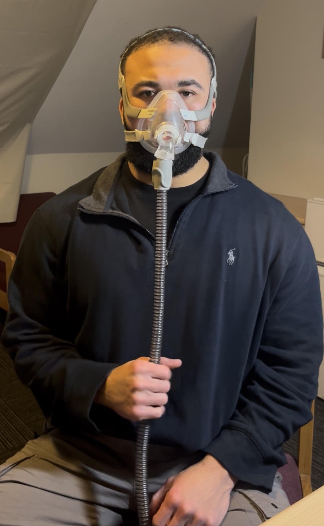 Chester using CPAP machine